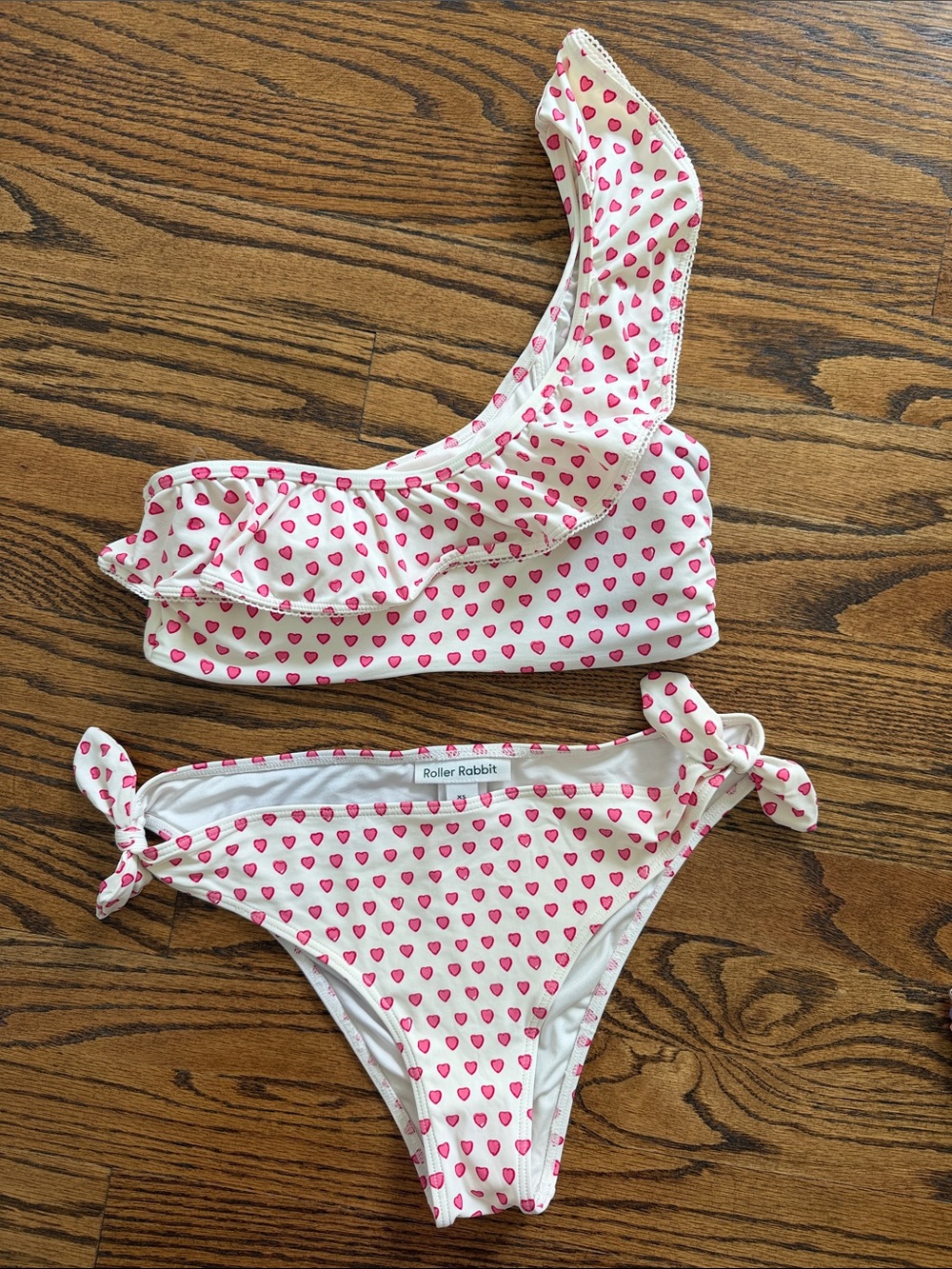 Roller Rabbit Pink Heart One Shoulder Bikini Size XS